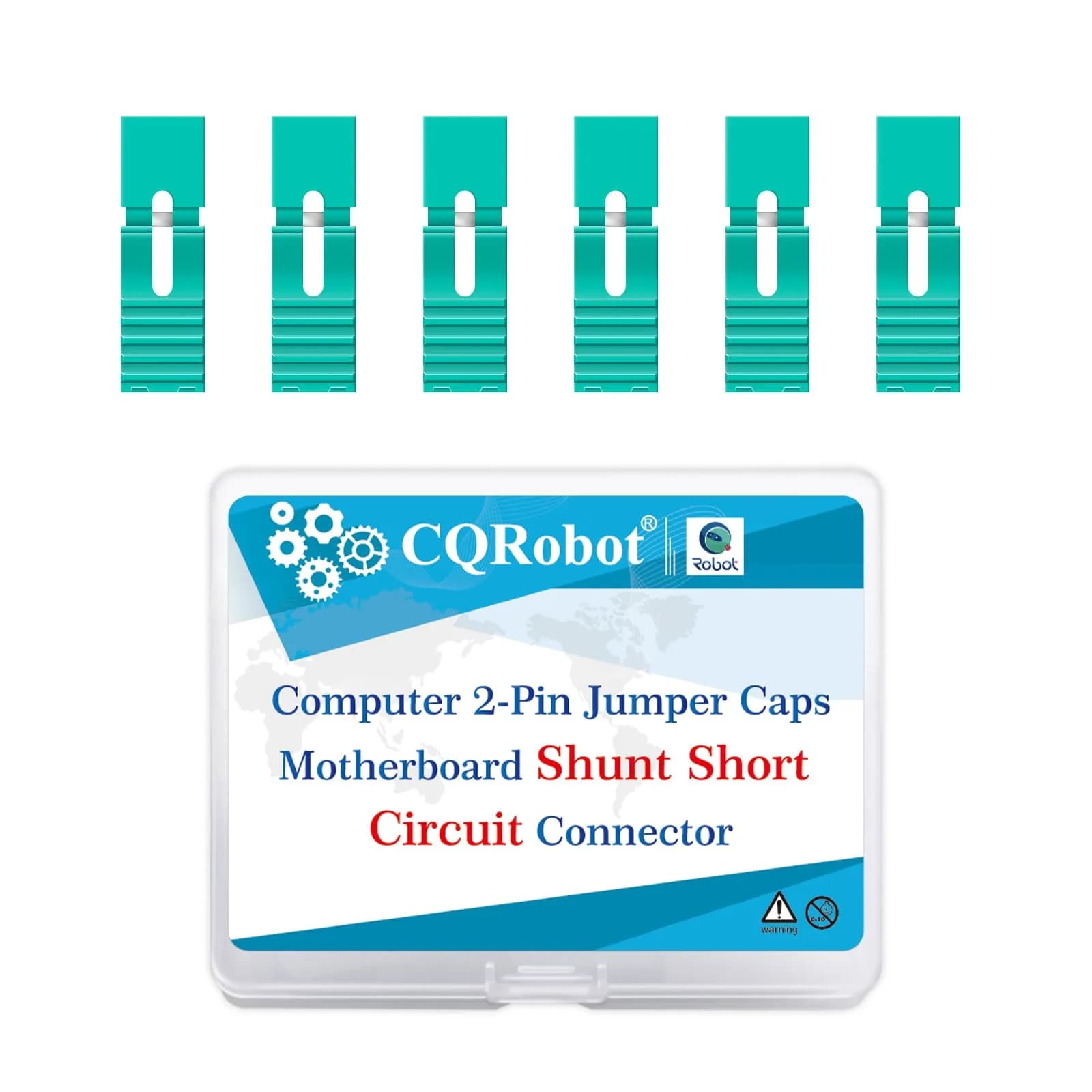 CQRobot 100 Pieces Green Standard Computer Jumper Caps with Handle 2.54mm (0.1 Inch) | For Arduino Raspberry Pi PCB PC DVD HDD Motherboard
