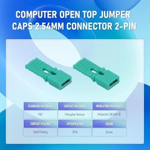 CQRobot 100 Pieces Green Standard Computer Jumper Caps with Handle 2.54mm (0.1 Inch) | For Arduino Raspberry Pi PCB PC DVD HDD Motherboard thumbnail 3