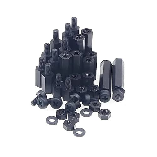 MCMASKE M3 Black Nylon Hex Standoff Spacer Kit 410PCS | Male-Female & Female-Female Assortment with Nuts & Screws thumbnail 5