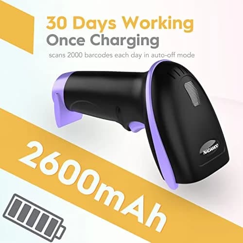 NADAMOO Wireless Barcode Scanner 1D Laser Violet | 400m Transmission Distance thumbnail 4