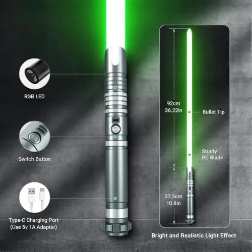 DAMIENSABER RGB3.0 Light Saber for Adults | Motion Control, 16 Sound Fonts, Infinite Color, Heavy Dueling, Rechargeable thumbnail 3