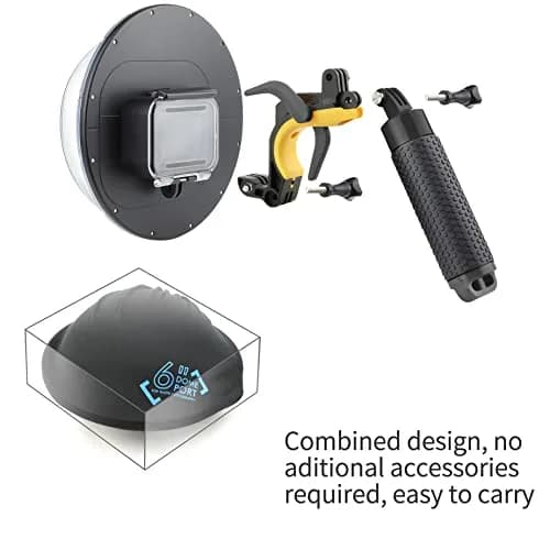 YALLSAME Underwater Dome Port for GoPro Hero 13 12 11 10 9 Black with Floating Hand Grip & Shutter Lever | 45m (147ft) Depth Rated thumbnail 6