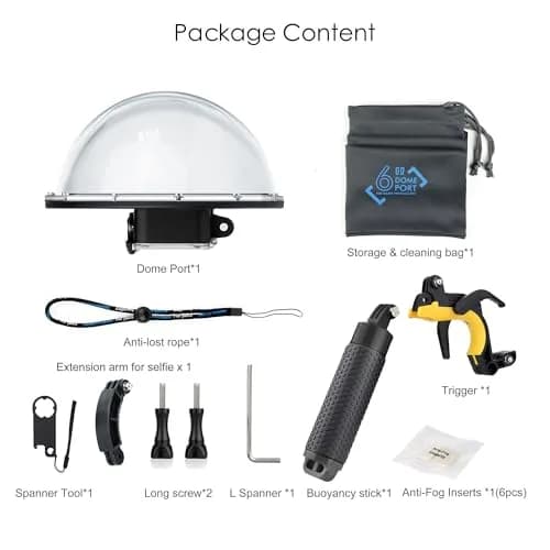 YALLSAME Underwater Dome Port for GoPro Hero 13 12 11 10 9 Black with Floating Hand Grip & Shutter Lever | 45m (147ft) Depth Rated thumbnail 9