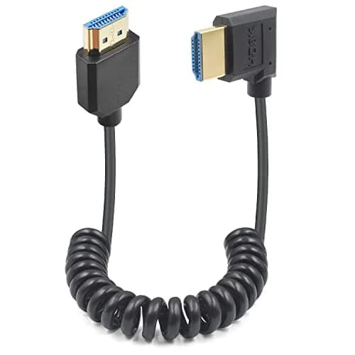 Duttek 8K Coiled HDMI Cable 1.2m (4ft) | 48Gbps Ultra Thin Right Angle Male to Male for 8K@60Hz & 4K@120Hz thumbnail 1