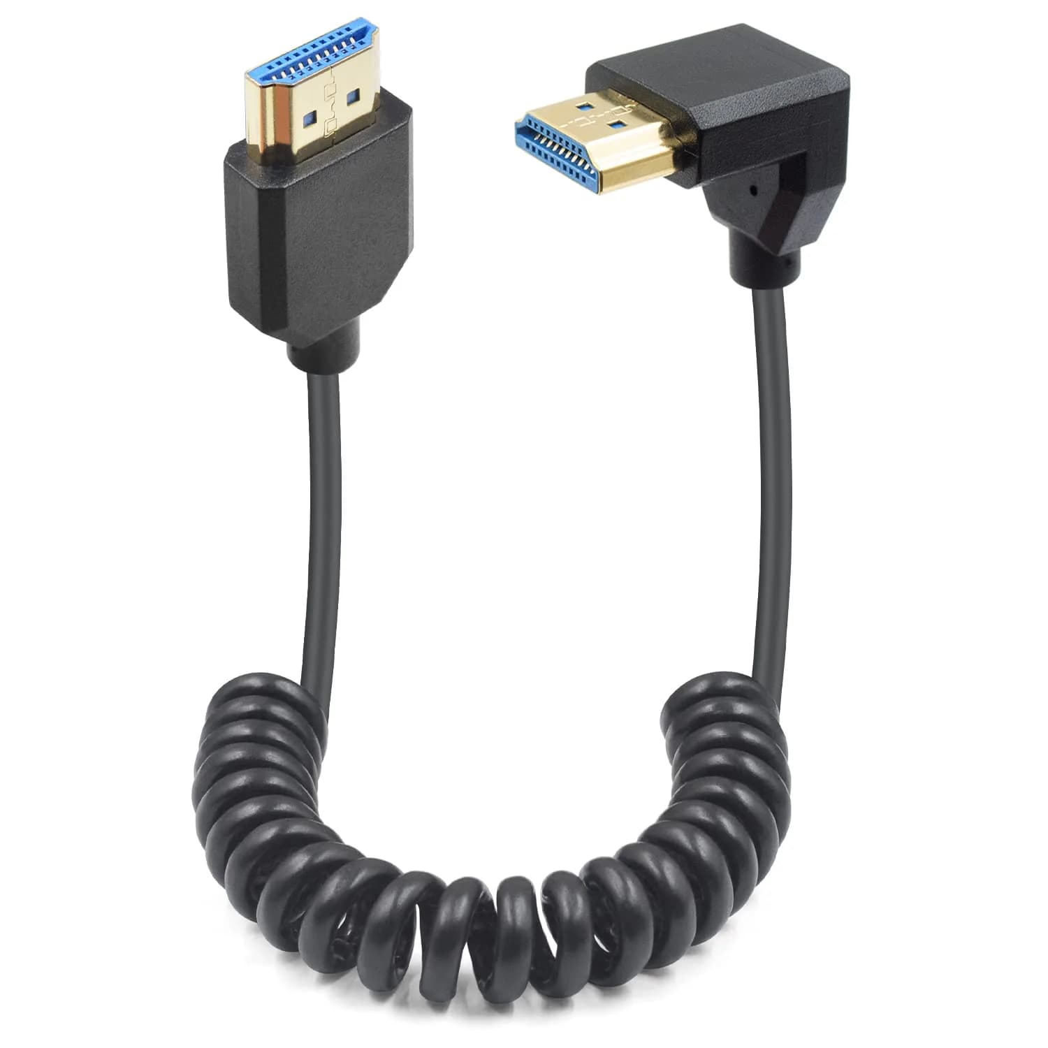 Duttek 8K HDMI Coiled Cable 1.2m (4 ft) | Ultra Thin Retractable HDMI 2.1 Cable for PS5, Xbox Series X/S, RTX 4080, ATOMOS Ninja V — Black