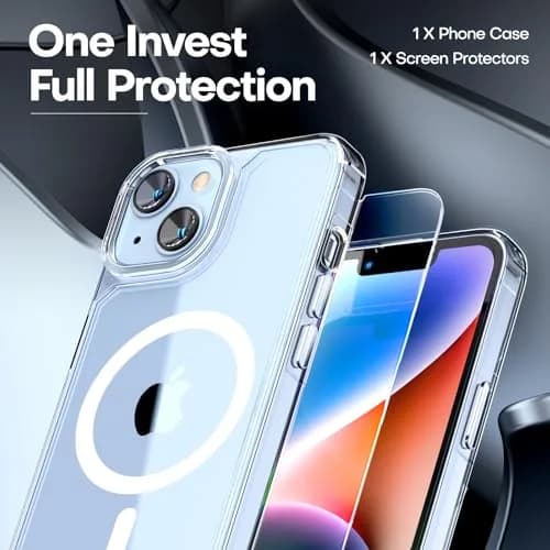 TAURI for iPhone 14 Case, Compatible with MagSafe, Clear | Military-Grade Shockproof & Anti-Yellowing thumbnail 3