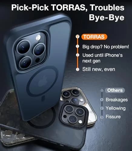 TORRAS Magnetic Shockproof Case for iPhone 14 Pro Max | Translucent Black, 6.7 inch thumbnail 6