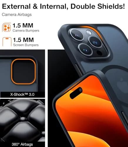 TORRAS Magnetic Shockproof Case for iPhone 14 Pro Max | Translucent Black, 6.7 inch thumbnail 8