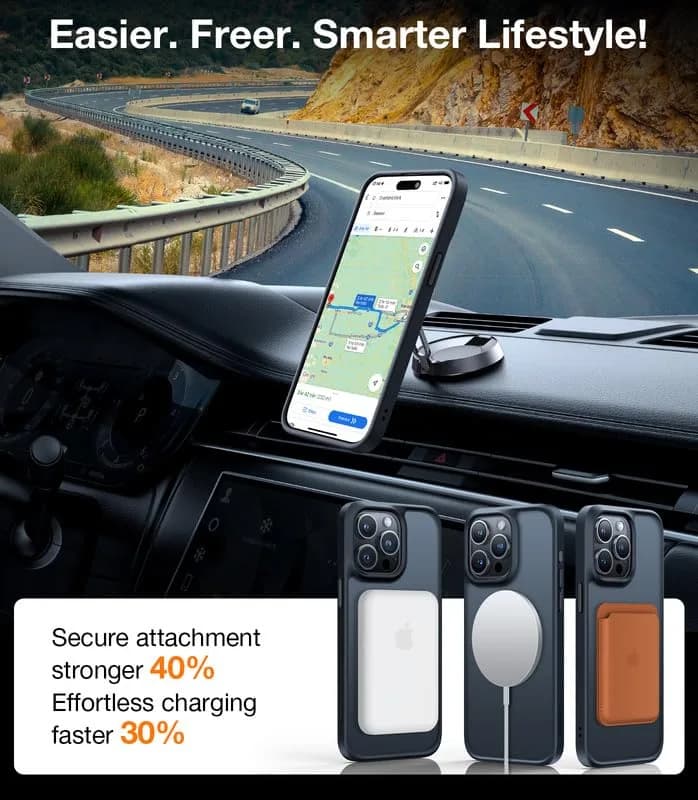 TORRAS Magnetic Shockproof Case for iPhone 14 Pro Max | Translucent Black, 6.7 inch thumbnail 4