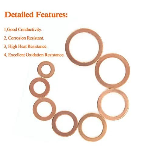HELIFOUNER M20x26x1.5mm Copper Washers (40 Pieces) | High Heat Resistance Sealing Washers thumbnail 4