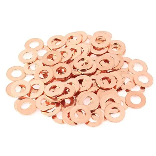 HELIFOUNER M6x12x1.0mm Copper Washers 100 Pieces | Copper Sealing Washers for M6 Bolts thumbnail 1