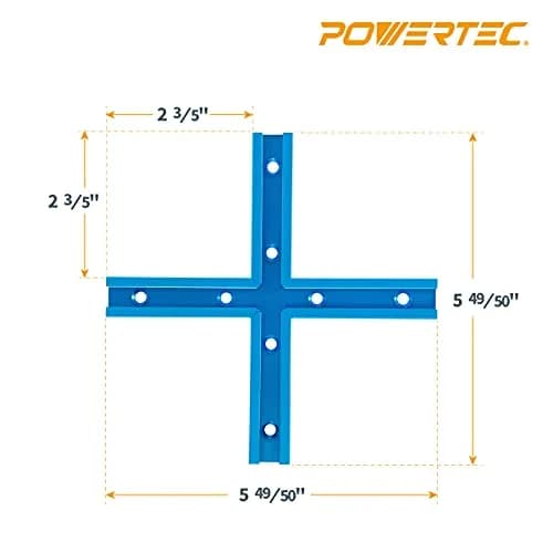 POWERTEC 71704V 3" T-Track Intersection Kit with Predrilled Mounting Holes & Wood Screws, 2 Sets | Aluminum T-Track Accessories for Woodworking Fixtures thumbnail 4