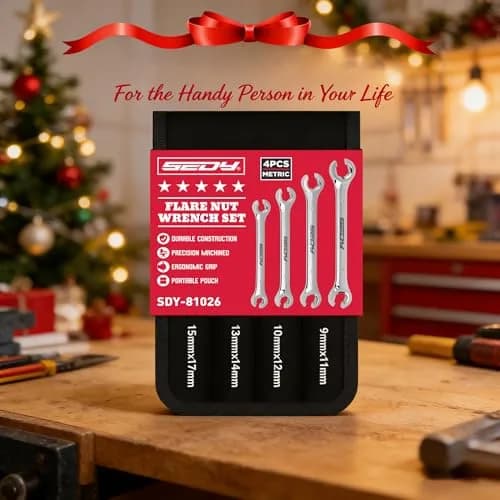 SEDY 4-Piece Metric Flare Nut Wrench Set 9-17mm | Offset Spanner for Fuel Lines & Hoses thumbnail 7