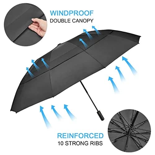 G4Free 62 Inch Large Golf Umbrella Windproof Reverse Travel Umbrella with Double Canopy and Auto Open/Close | 157.5 cm (62 Inch) Arc thumbnail 4
