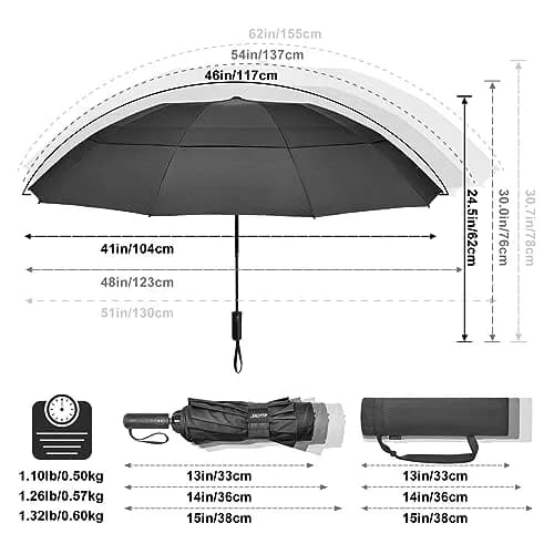 G4Free 62 Inch Large Golf Umbrella Windproof Reverse Travel Umbrella with Double Canopy and Auto Open/Close | 157.5 cm (62 Inch) Arc thumbnail 2