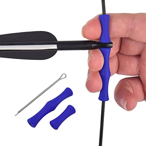 EOUS Black Archery Recurve Bow Finger Guards with Nocking Points | 0.9 inch (1 Finger) & 1.8 inch (2 Finger) — BLUE