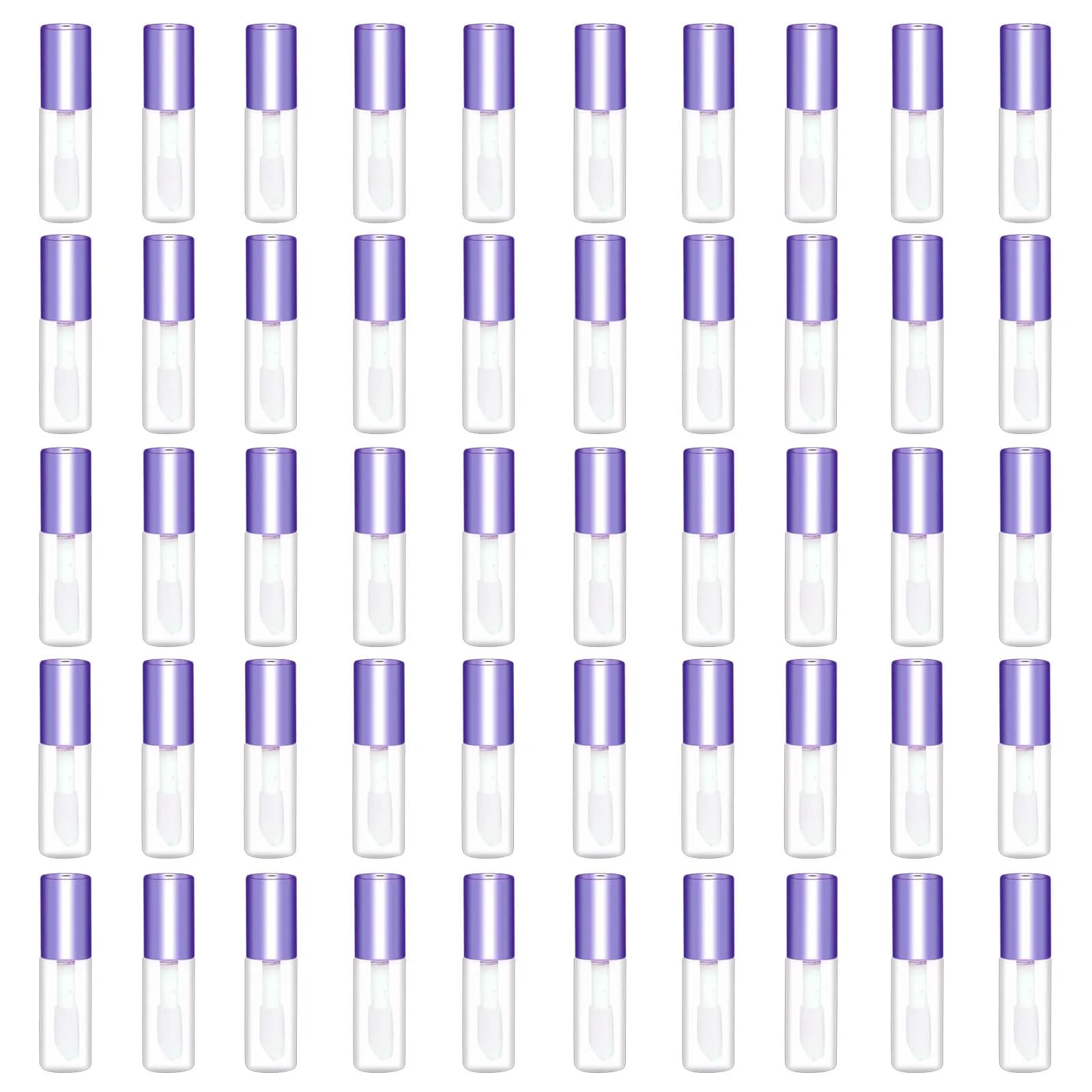 Mydio Clear Mini Lip Gloss Tubes 50 Pack (1.2ml Each) | Leak-Proof Purple Lid Containers - main product image