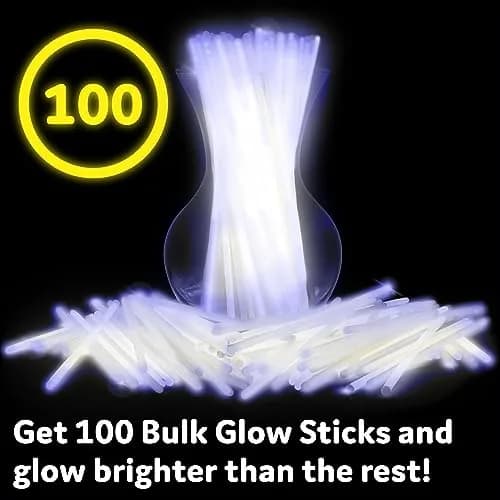 PartySticks White Glow Sticks 100-Pack | 10-14 Hour Glow, Waterproof, Kid-Safe thumbnail 4