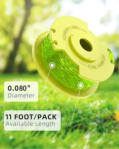 Eventronic Weed Wacker String Replacement for Ryobi ONE+ 0.08'' | 6 Spools & 1 Cap, Compatible with Ryobi 18V/24V/40V Trimmers thumbnail 2