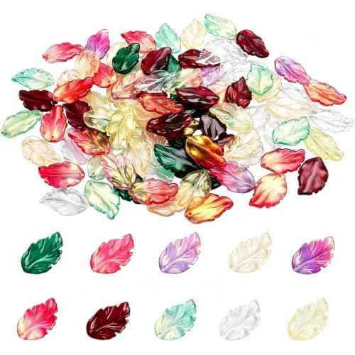 X Hot Popcorn 100 Pcs Glass Leaf Beads | Leaf Shaped Beads for Jewelry & Crafts thumbnail 1