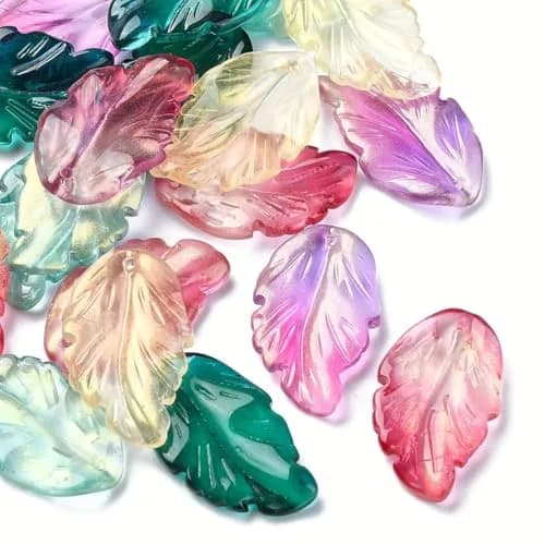 X Hot Popcorn 100 Pcs Glass Leaf Beads | Leaf Shaped Beads for Jewelry & Crafts thumbnail 6