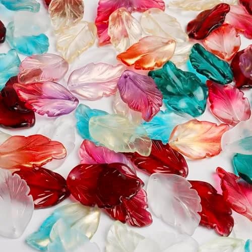 X Hot Popcorn 100 Pcs Glass Leaf Beads | Leaf Shaped Beads for Jewelry & Crafts thumbnail 3