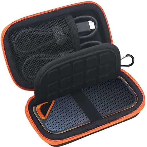 Lacdo Hard Carrying Case for SanDisk Extreme SSD 500GB | Shockproof Water-Resistant Travel Bag, Orange thumbnail 1