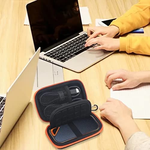 Lacdo Hard Carrying Case for SanDisk Extreme SSD 500GB | Shockproof Water-Resistant Travel Bag, Orange thumbnail 6