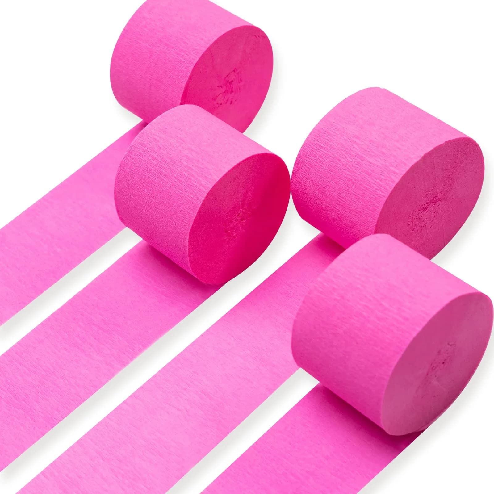 PartyWoo Light Pink Crepe Paper Streamers 4 Rolls, 328 FT Total | FSC-Certified Paper for Parties & Crafts — Hot Pink-9582