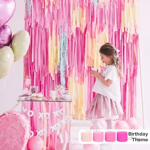 PartyWoo Pink Crepe Paper Streamers 4 Rolls (984 FT Total) | FSC-Certified Paper for Parties thumbnail 2