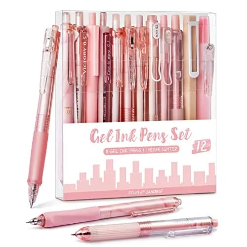 Four Candies Cute Pink Pens, Black Gel Ink, Rose - 12ct, 0.5mm Fine Point | Smooth Writing Instrument thumbnail 1