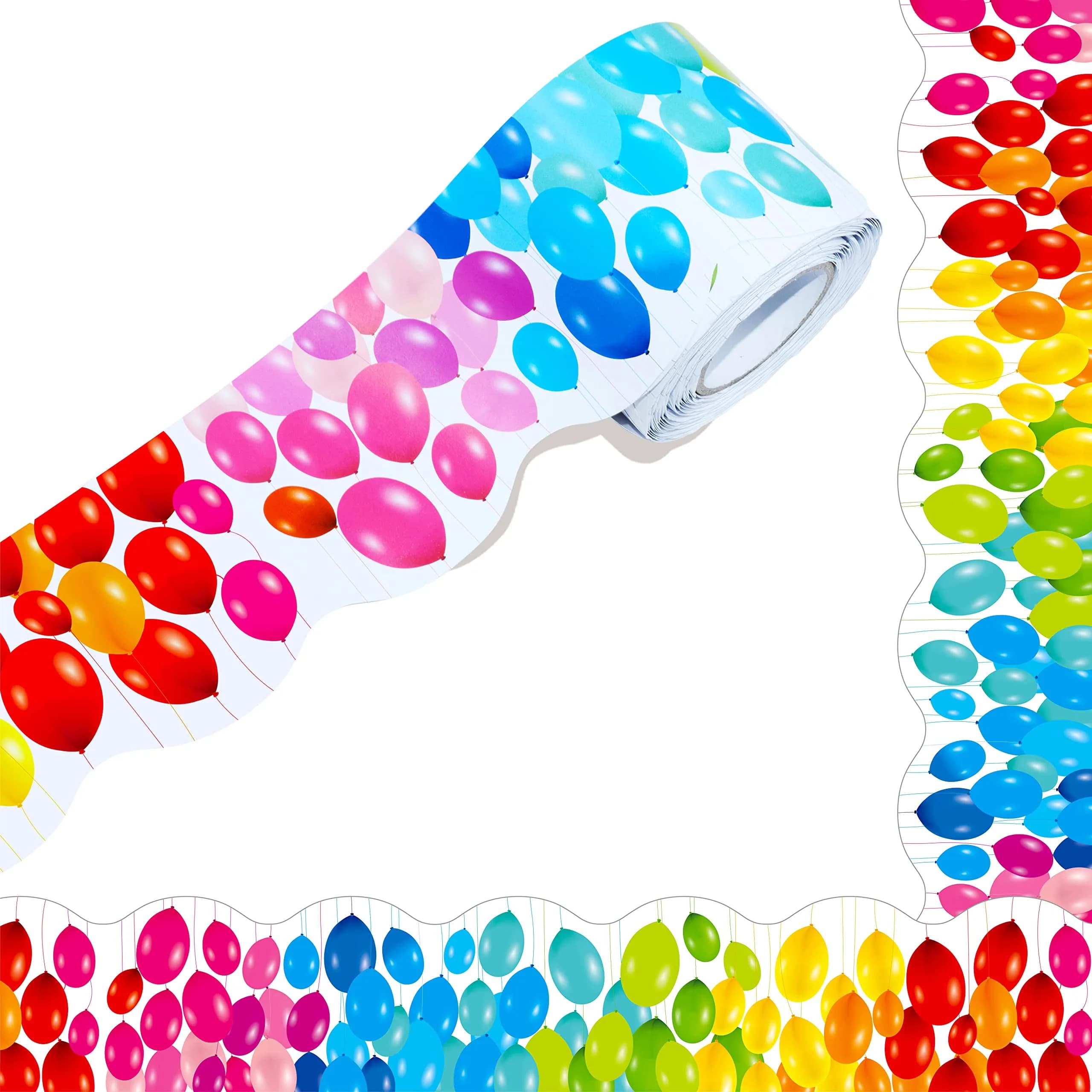ERKE Colorful Balloons Bulletin Board Borders 60 ft (18.3 m) | Classroom & Office Decor Trim