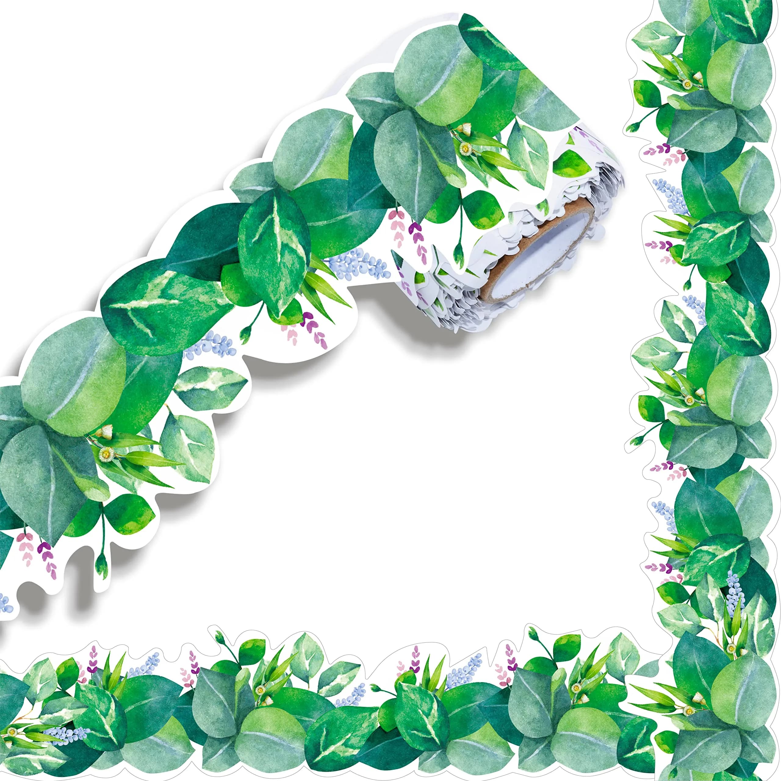 ERKE 60 Feet Scalloped Bulletin Board Borders with Floral & Leaves Patterns, 3 inches Wide | Classroom & Office Decor