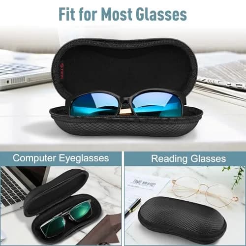 FINTIE Hard EVA Shell Sunglasses Case with Carabiner & Cleaning Cloth | Black thumbnail 5