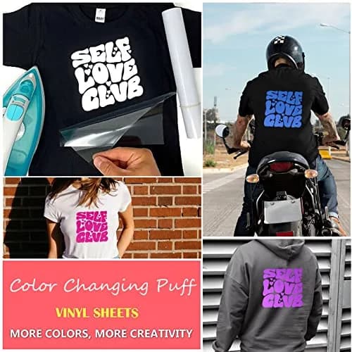 TransWonder UV Color Changing Puff Heat Transfer Vinyl 6 Sheets (12"x10") | 3D Puff Effect & Sunlight Color Change thumbnail 3