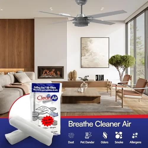 BioStrike Ceiling Fan Air Filter - Attachable Blade Cleaners | Easy-Install Dust Filters for 3-5 Blade Fans, Made in USA thumbnail 2