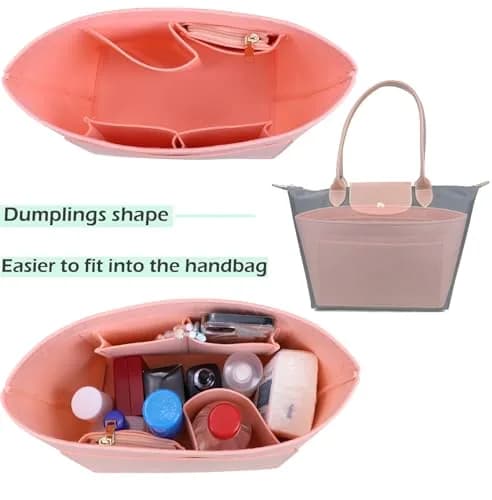 Lckaey Felt Purse Organizer Insert Medium Pink | Structured Bag Organizer for Handbags thumbnail 6