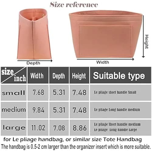 Lckaey Felt Purse Organizer Insert Medium Pink | Structured Bag Organizer for Handbags thumbnail 2