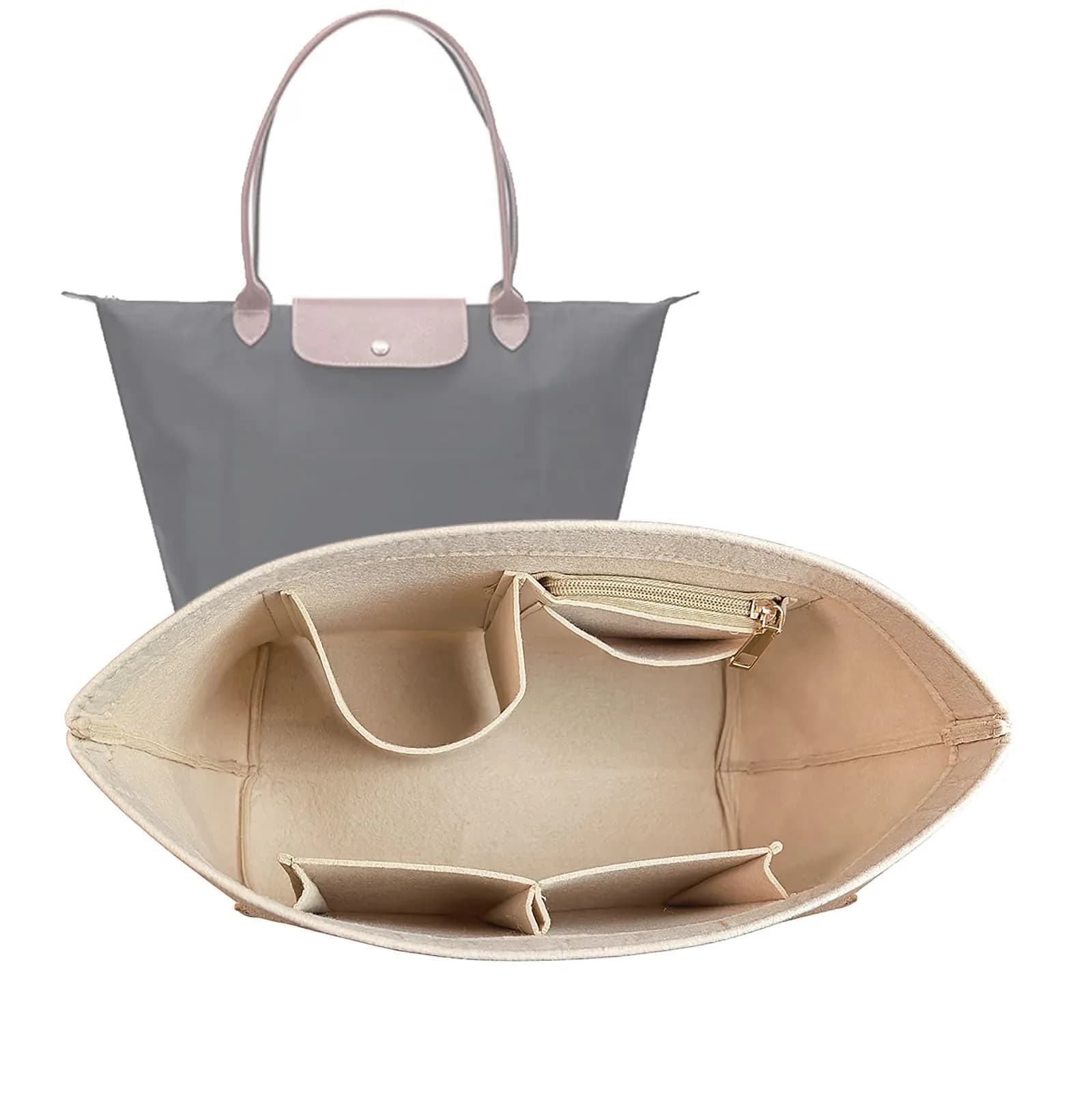 Lckaey Large Felt Purse Organizer Insert for Longchamp Le Pliage Handbag 27.9cm (11.02" W x 7.08" D x 8.86" H) | Keeps Bags Shipshape - main product image