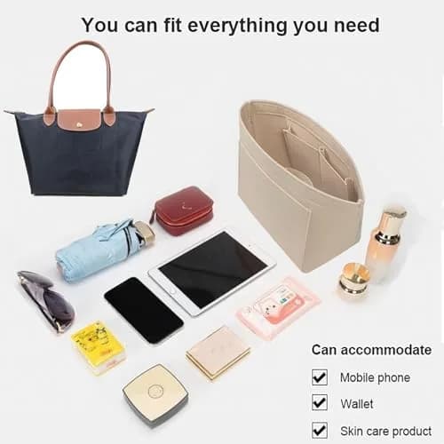 Lckaey Large Felt Purse Organizer Insert for Longchamp Le Pliage Handbag 27.9cm (11.02" W x 7.08" D x 8.86" H) | Keeps Bags Shipshape thumbnail 4