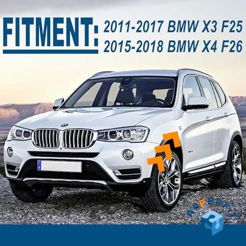 APPERFiT Front Fender Chrome Trim Finisher Pair for BMW X3 F25 X4 F26 2011-2018 | Vehicle Specific Fit thumbnail 4