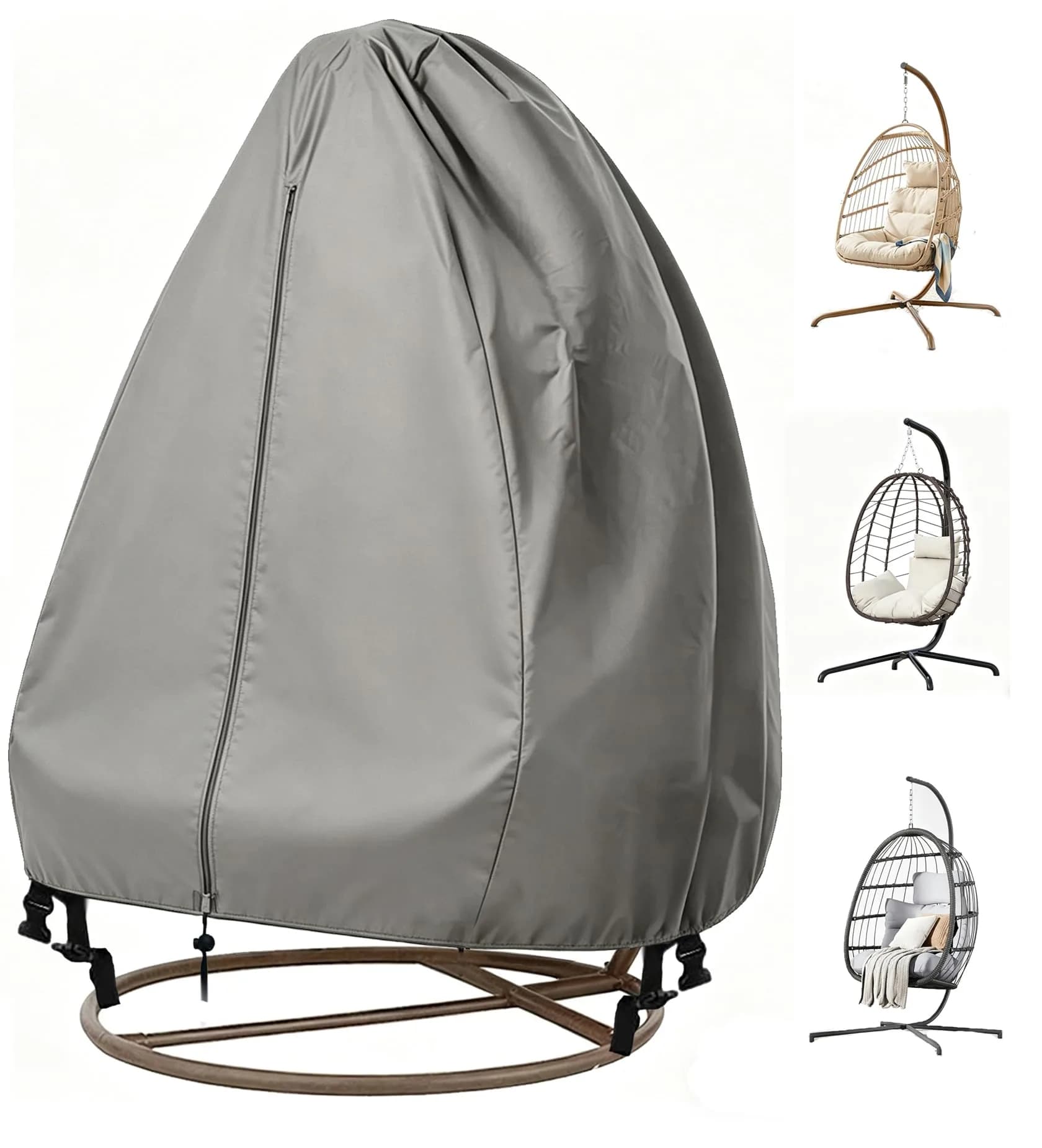 FLYMEI Grey Egg Chair Cover 190.5cm x 114.3cm (75" x 45") | Heavy Duty Waterproof Outdoor Protection — Grey