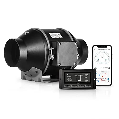 iPower 4 Inch Inline Duct Ventilation Fan with Smart WiFi Controller, 212 CFM, 28 dB | Quiet Exhaust Blower for Grow Tent & Hydroponics thumbnail 1