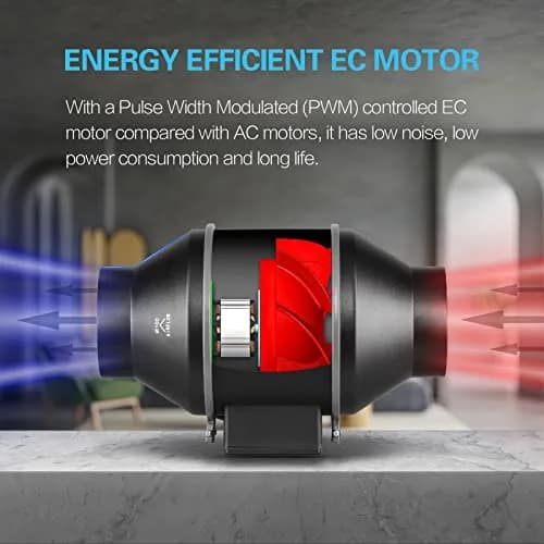 iPower 4 Inch Inline Duct Ventilation Fan with Smart WiFi Controller, 212 CFM, 28 dB | Quiet Exhaust Blower for Grow Tent & Hydroponics thumbnail 2