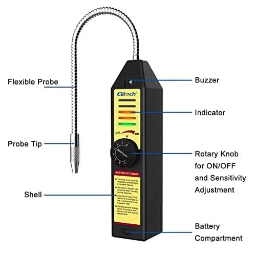 Elitech Refrigerant Leak Detector AC Freon Leak Sniffer R22 R410A R134A R1234YF, WJL-6000S (50PCS) | High Sensitivity, Intuitive Display thumbnail 2