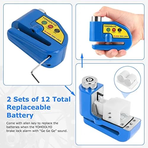 YOHOOLYO Alarm Disc Lock Motorcycle Disc Brake Lock Anti-Theft Waterproof 110 db 7mm Pin | Heavy Duty Anti-Theft Device thumbnail 5
