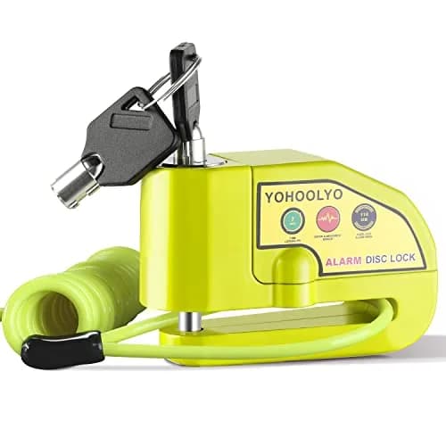 YOHOOLYO Motorcycle Alarm Disc Lock with 110dB Siren & 5ft Reminder Cable, Green | Forged Stainless Steel, Waterproof, Anti-Theft thumbnail 1