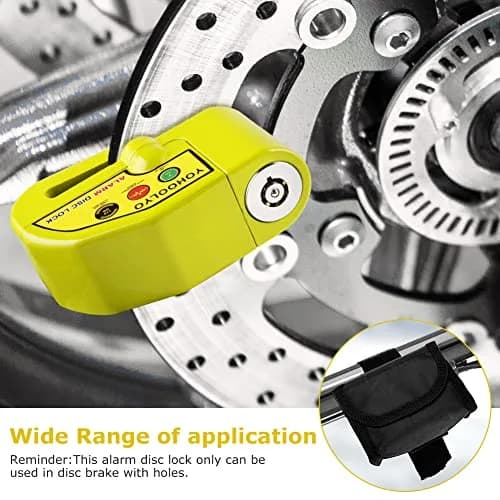 YOHOOLYO Motorcycle Alarm Disc Lock with 110dB Siren & 5ft Reminder Cable, Green | Forged Stainless Steel, Waterproof, Anti-Theft thumbnail 4
