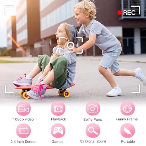 Goopow Kids Digital Camera Pink-DJS 12MP (0.42 oz) | Educational Toy for Ages 3-8 thumbnail 3