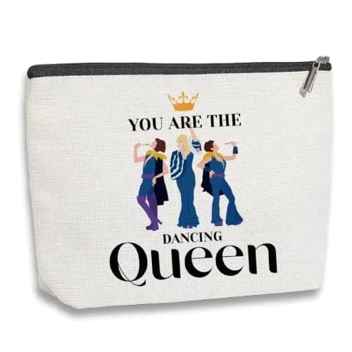 kdxpbpz Mamma Music Makeup Bag | Waterproof Linen Cosmetic Organizer, 9.1"W x 7.1"H | Travel Toiletry Pouch for Women thumbnail 1